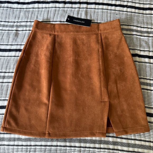VND Dresses & Skirts - High Waist Faux Suede Side Split Bodycon Short Mini Skirt - NWT